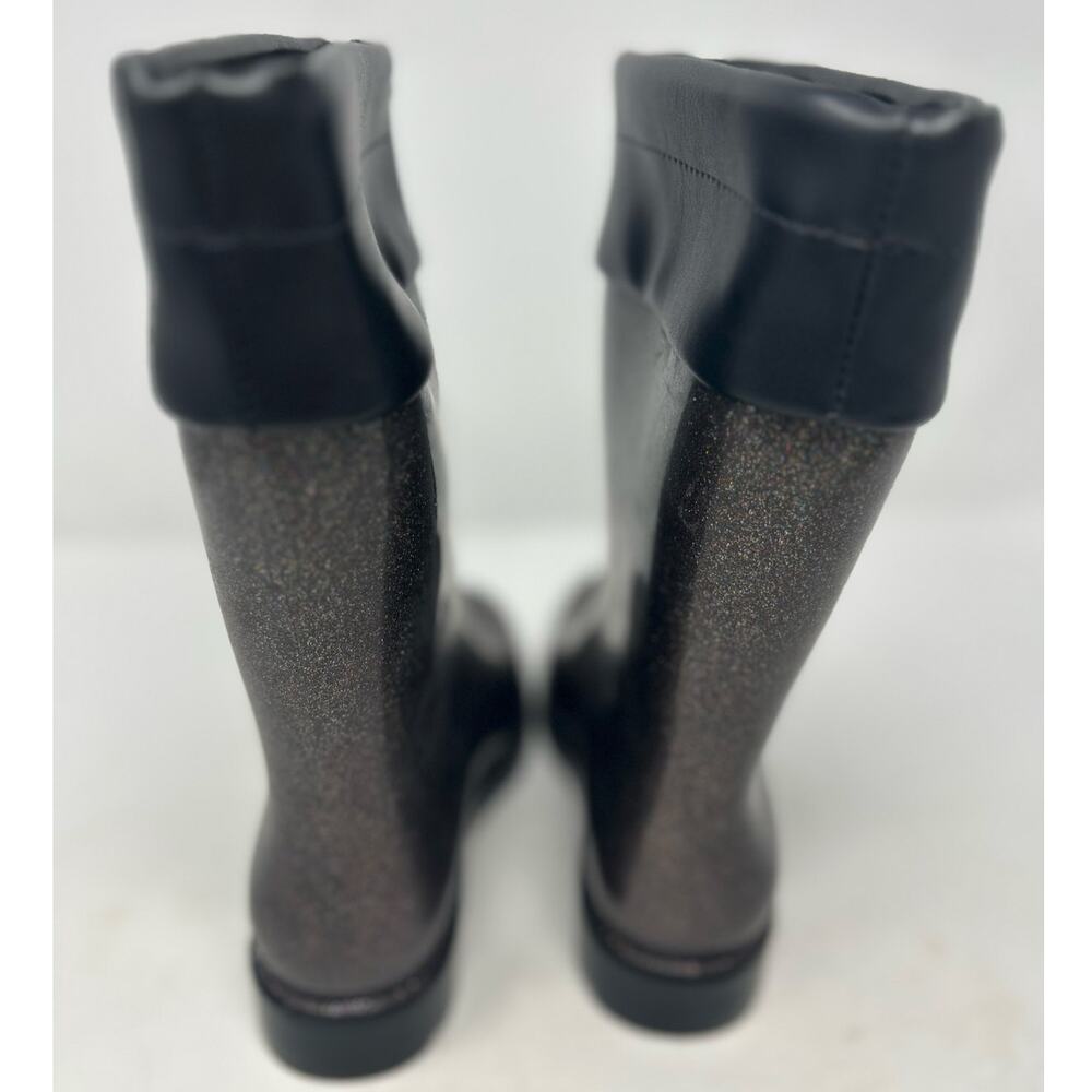 Mel Dreamed‎ by Melissa Girl's Black Glitter Rain Boot Ruffle Me This Size 3 - Picture 2 of 9